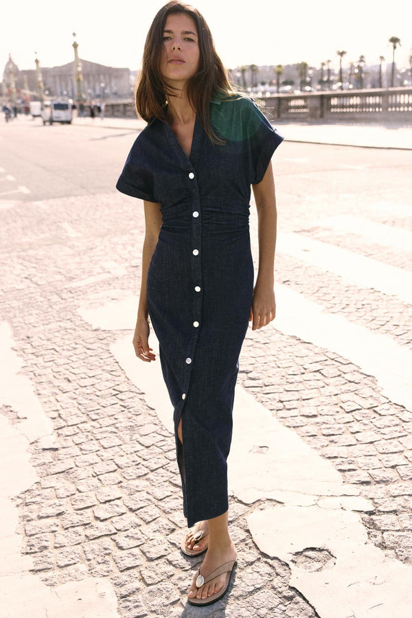CLAIRE | VESTIDO CAMISERO DE DENIM CON BOTONES