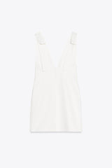 SOLEA | VESTIDO MINI BLANCO CON ESCOTE PROFUNDO