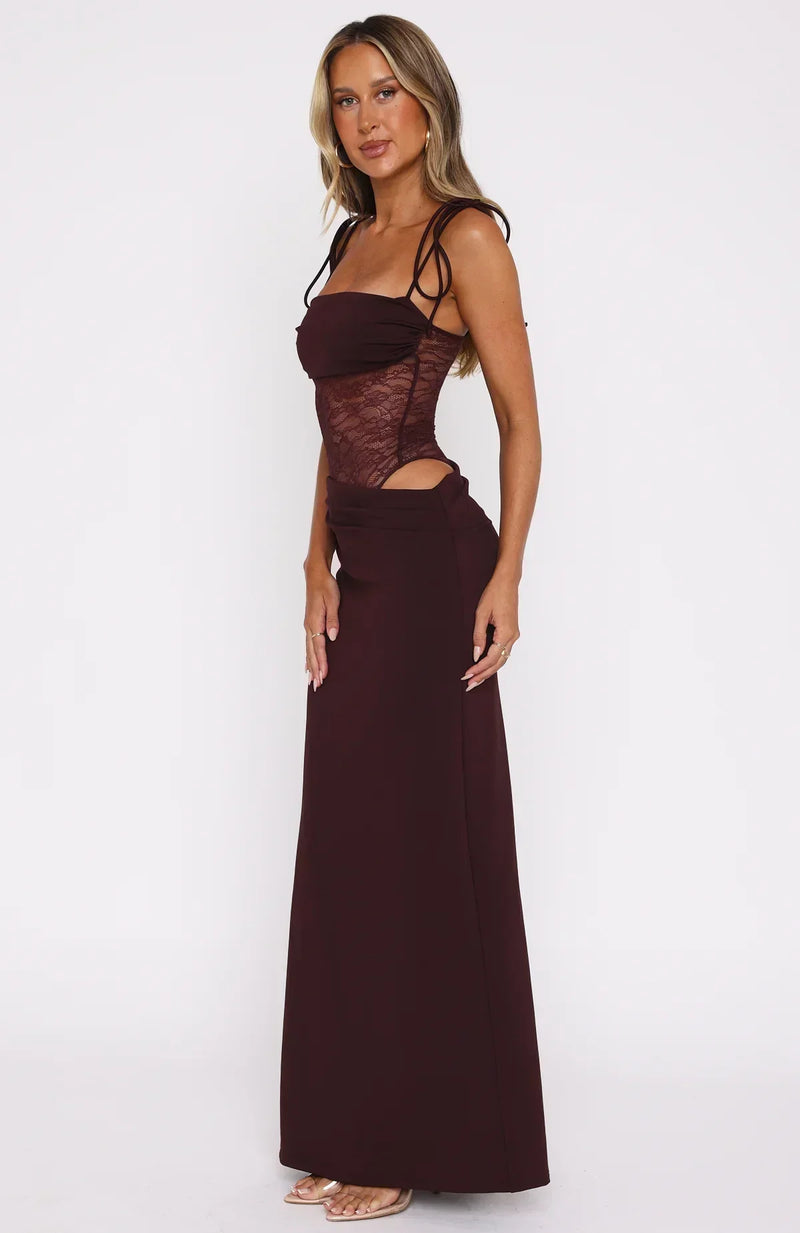 CAMILLE | VESTIDO LARGO DE ENCAJE FLUIDO