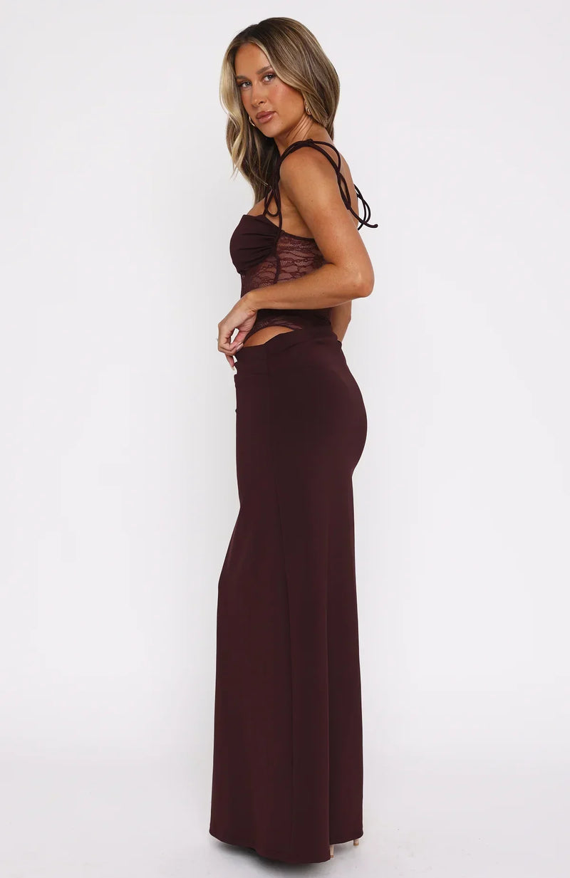 CAMILLE | VESTIDO LARGO DE ENCAJE FLUIDO