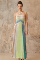 ARIZA | VESTIDO LARGO PLISADO MULTICOLOR