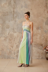 ARIZA | VESTIDO LARGO PLISADO MULTICOLOR