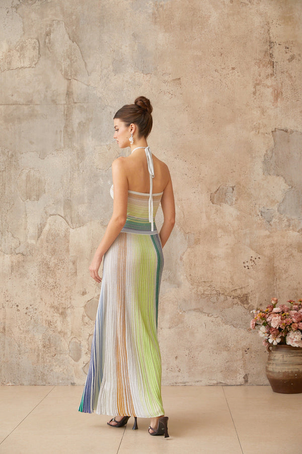 ARIZA | VESTIDO LARGO PLISADO MULTICOLOR