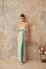 ARIZA | VESTIDO LARGO PLISADO MULTICOLOR