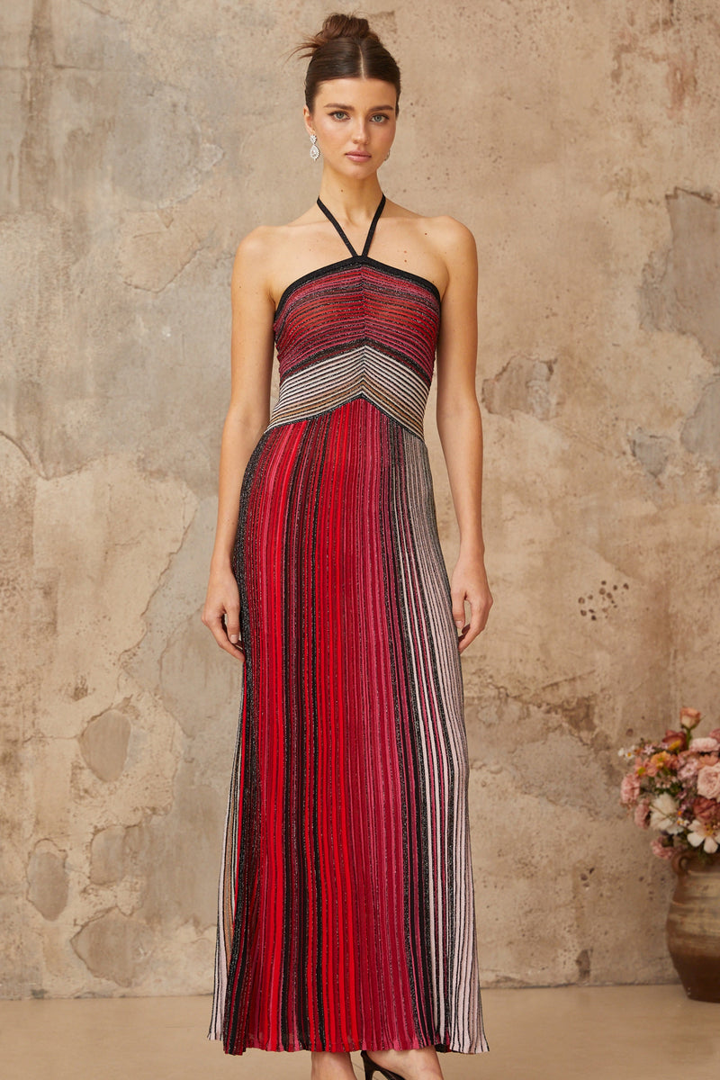 ARIZA | VESTIDO LARGO PLISADO MULTICOLOR