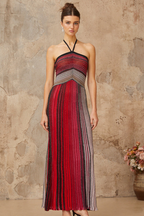 ARIZA | VESTIDO LARGO PLISADO MULTICOLOR