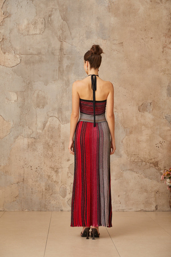 ARIZA | VESTIDO LARGO PLISADO MULTICOLOR