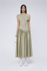CELINA | VESTIDO ASIMÉTRICO EN TONO OLIVA