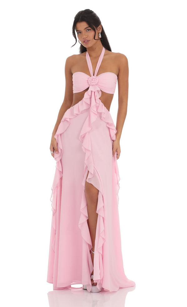 LUNA | VESTIDO LARGO CON VOLANTES