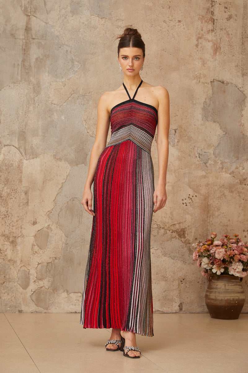 ARIZA | VESTIDO LARGO PLISADO MULTICOLOR