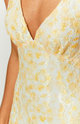 MARCELINA | VESTIDO LARGO DE ENCAJE FLORAL