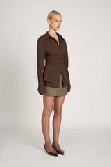 ALBANE | CAMISA ESTRUCTURADA CON DETALLE DRAPEADO