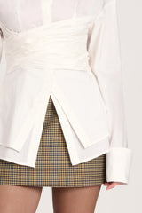 ALBANE | CAMISA ESTRUCTURADA CON DETALLE DRAPEADO