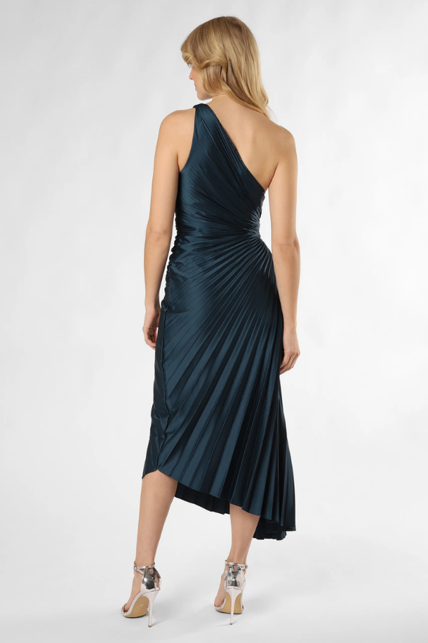 CYRA | VESTIDO MIDI ASIMÉTRICO PLISADO