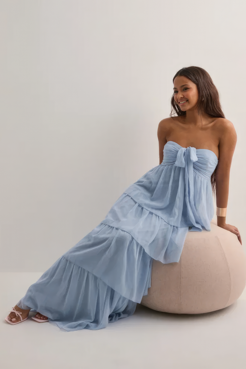 CÉLIA | VESTIDO LARGO CON VOLANTES