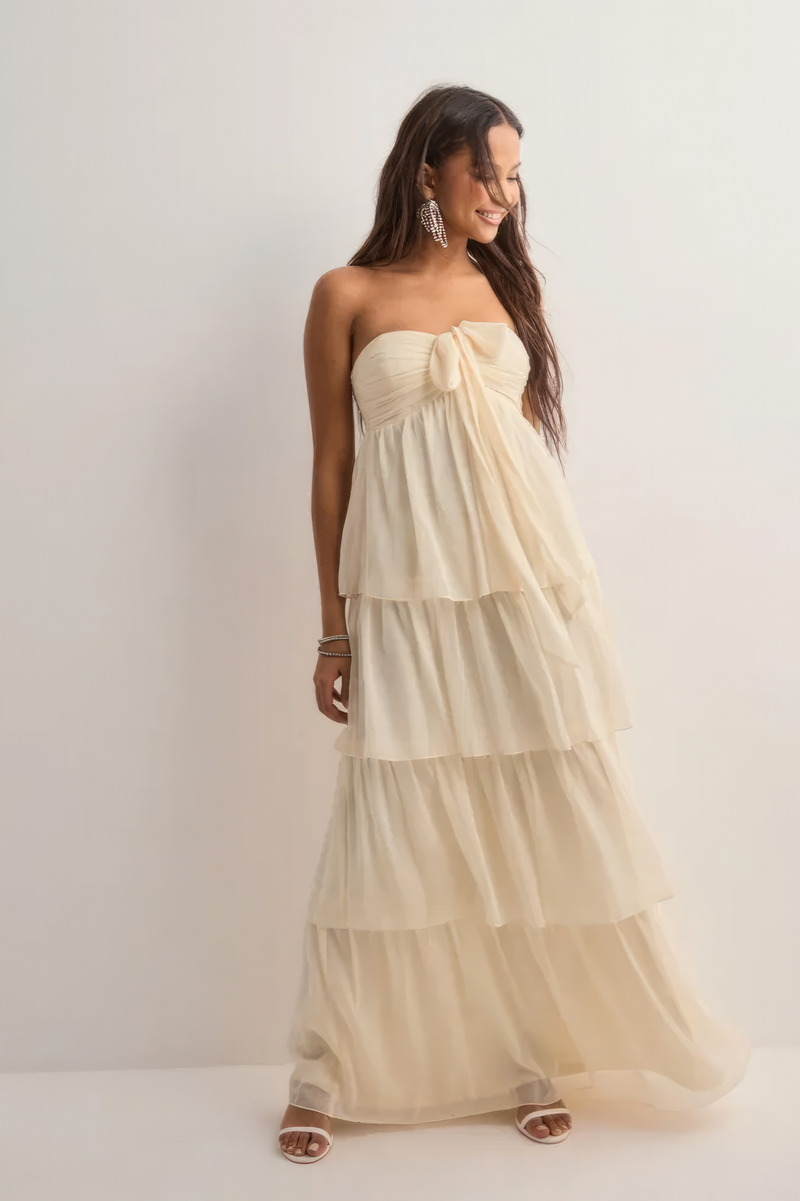 CÉLIA | VESTIDO LARGO CON VOLANTES