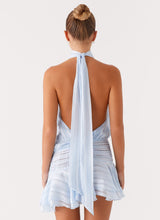 SÉRAPHINE | MINI VESTIDO HALTER PLISADO – CHAMPAGNE