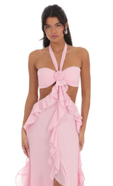 LUNA | VESTIDO LARGO CON VOLANTES