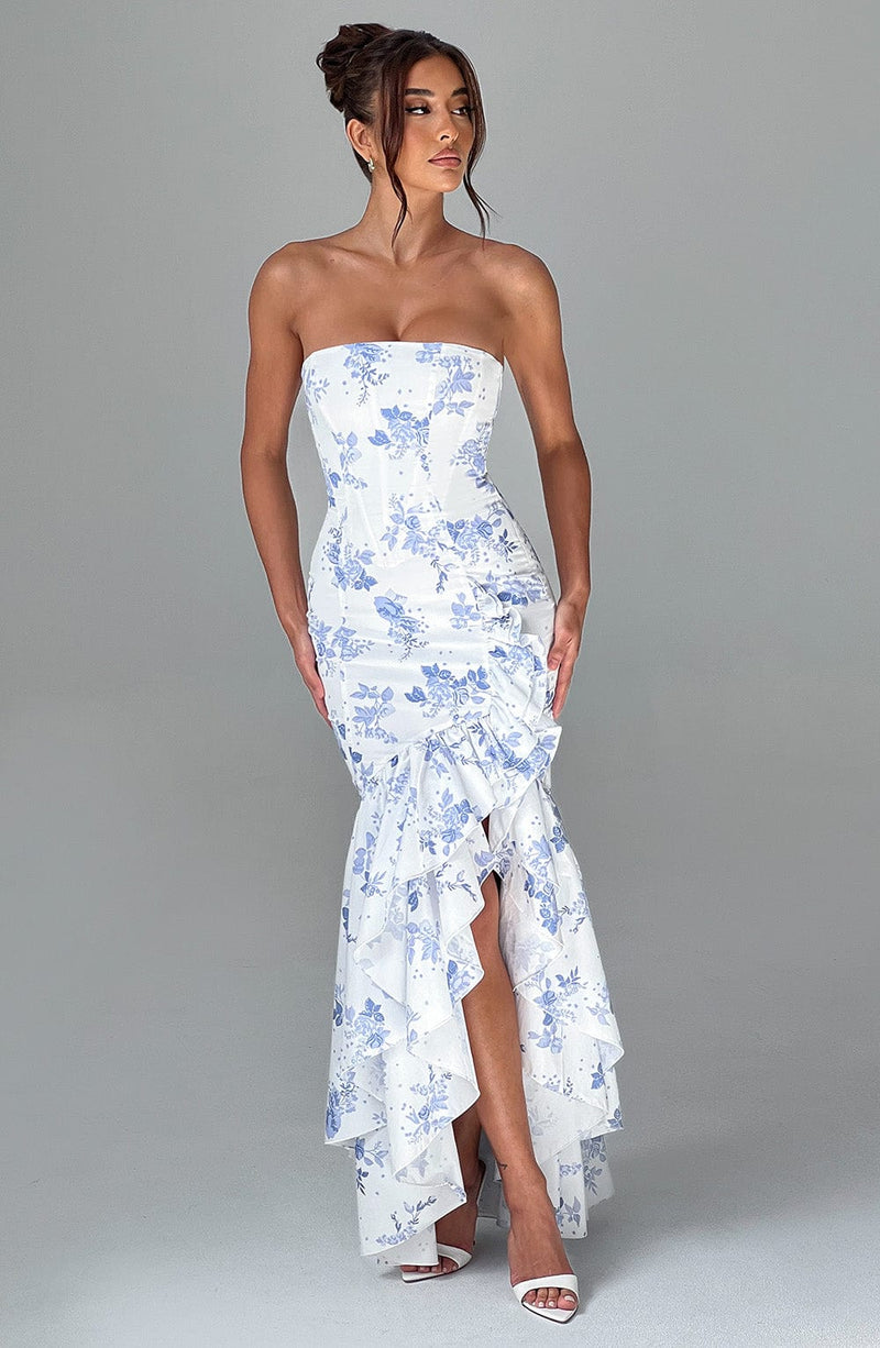 ANGELINA | VESTIDO LARGO CON VOLANTES