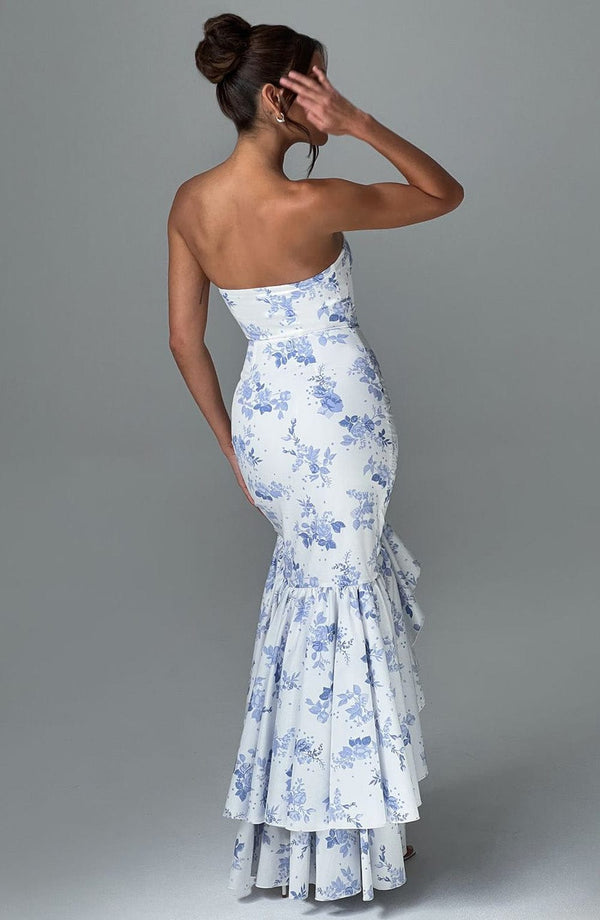 ANGELINA | VESTIDO LARGO CON VOLANTES
