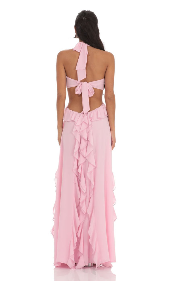 LUNA | VESTIDO LARGO CON VOLANTES
