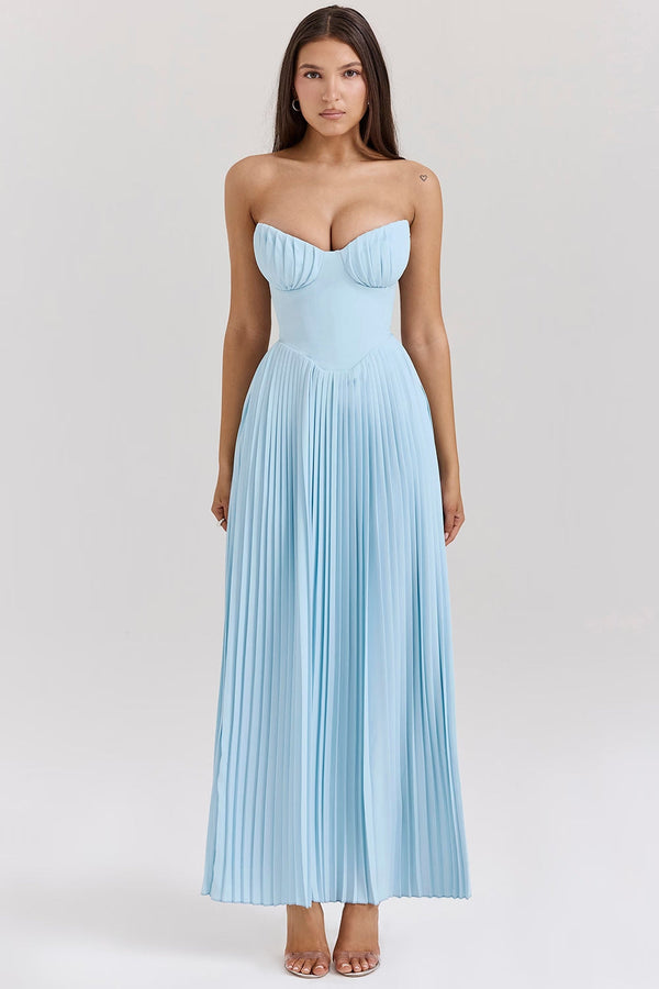 CLARISSE | VESTIDO LARGO PLISADO