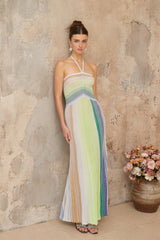 ARIZA | VESTIDO LARGO PLISADO MULTICOLOR