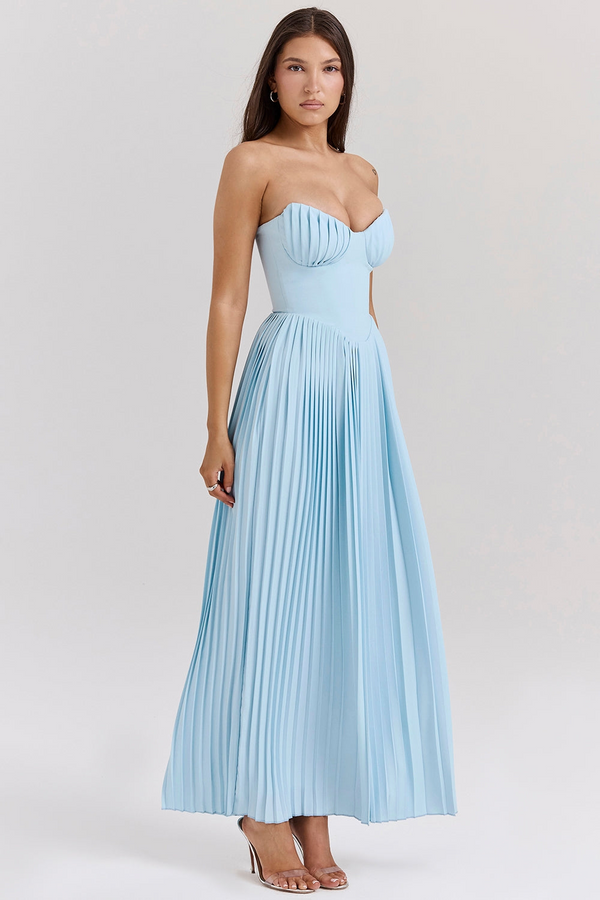CLARISSE | VESTIDO LARGO PLISADO